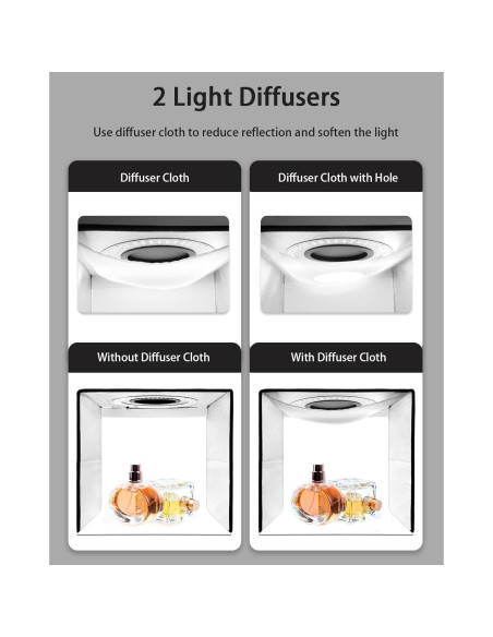 Caja de Luz Fotográfica DUCLUS 10"x10" con 104 LED y 6 Fondos