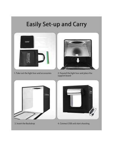 Caja de Luz Fotográfica DUCLUS 10"x10" con 104 LED y 6 Fondos