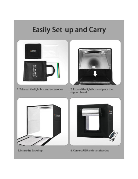 Caja de Luz Fotográfica DUCLUS 10"x10" con 104 LED y 6 Fondos