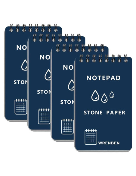 Cuaderno Espiral Impermeable WRENBEN A7 Azul - Paquete de 4