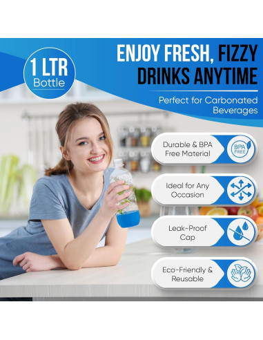 Botellas de Agua Carbonatada MRX Solutions 1L - Paquete de 3