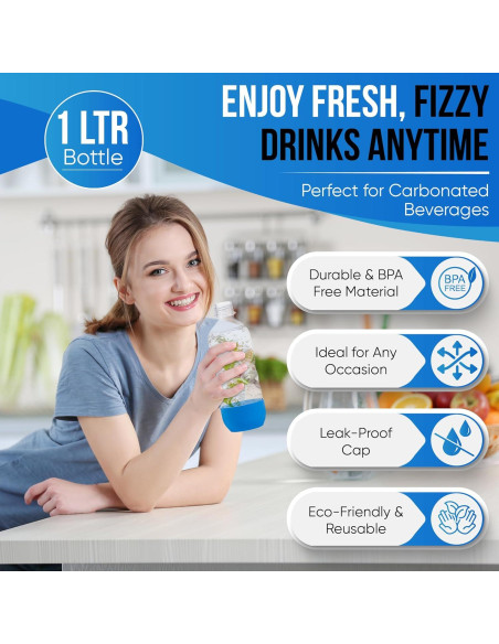 Botellas de Agua Carbonatada MRX Solutions 1L - Paquete de 3