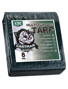 Lona Cartman Verde 1.83x2.44m Impermeable 8 Mil para Camping