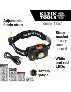 Linterna Frontal Recargable Klein Tools 800 Lúmenes LED 2