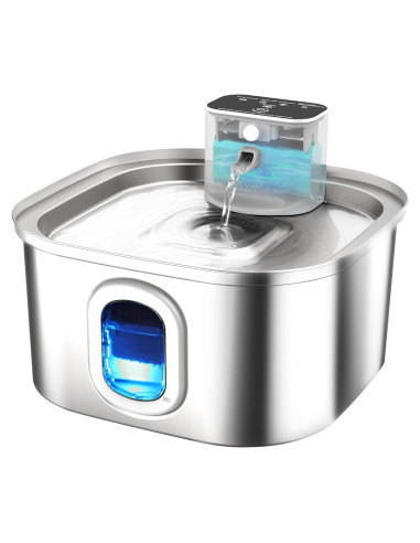 Fuente de Agua Inalámbrica 3.2L Acero Inoxidable para Gatos