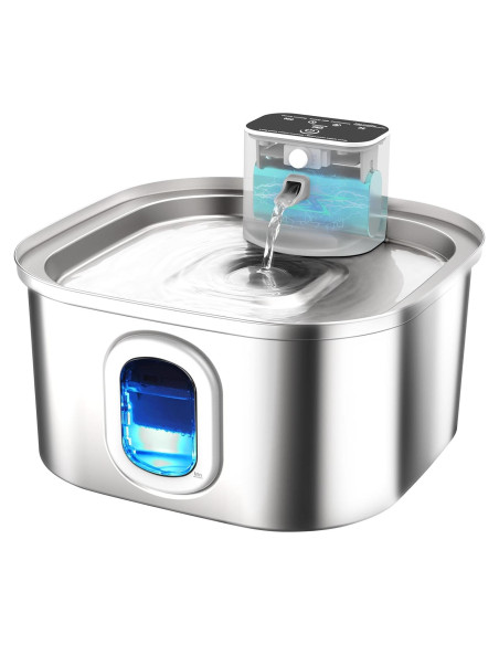 Fuente de Agua Inalámbrica 3.2L Acero Inoxidable para Gatos