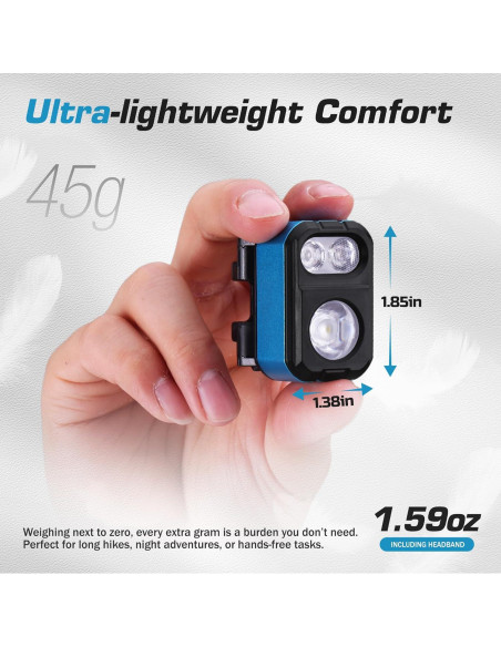 Linterna Frontal LED Recargable EverBrite, 7 Modos, IP67, 45g Linterna Frontal LED Recargable EverBrite, 7 Modos, IP67, 45g