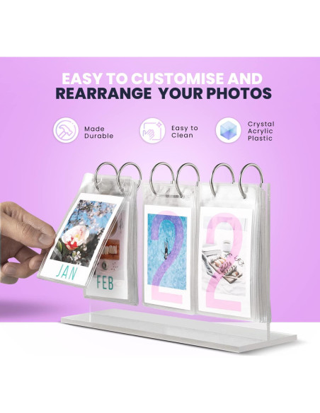 Calendario de Fotos Elil Instax Mini - Marco Plegable 25 Películas