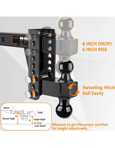 Enganche de Remolque Ajustable Koerdo 2" y 2-5/16" 6804 kg