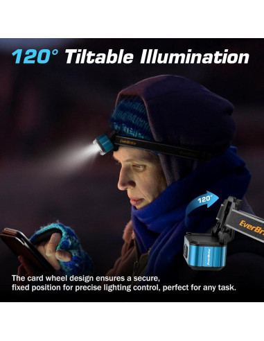 Linterna Frontal LED Recargable EverBrite, 7 Modos, IP67, 45g