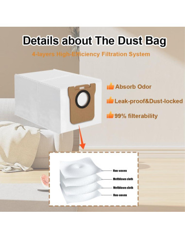 10 Bolsas de Polvo Desechables Zengerent para Dreametech L10S Ultra