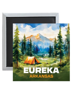 Imán Souvenir Eureka Arkansas Carpa Camping 6.35 cm R y R Imports