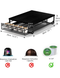 Organizador de Cajón para 35 Cápsulas de Café Sedegn Negro 2