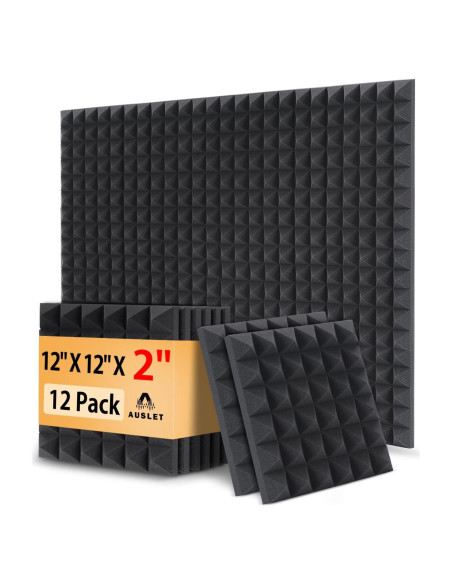 Paquete de 12 Paneles Acústicos Piramidales AUSLET 30.48x30.48cm