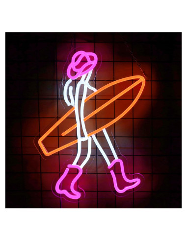 Cartel Neón LED Vaquera Rosa 40.9x32cm Decoración Pared