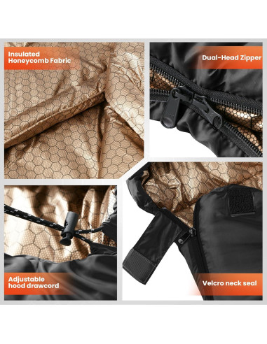 Saco de dormir WILDROOTS para clima frío, 1.6 kg, gris