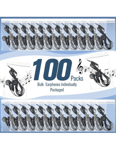 Auriculares Konohan 100 Piezas para Estudiantes Negro 3.5mm