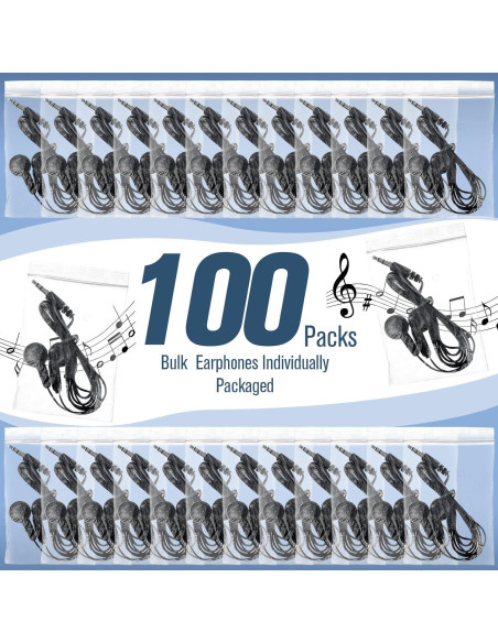 Auriculares Konohan 100 Piezas para Estudiantes Negro 3.5mm