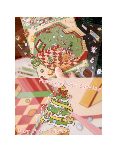 Set de Stickers 3D Reutilizables Wnqou - Escenas Navideñas