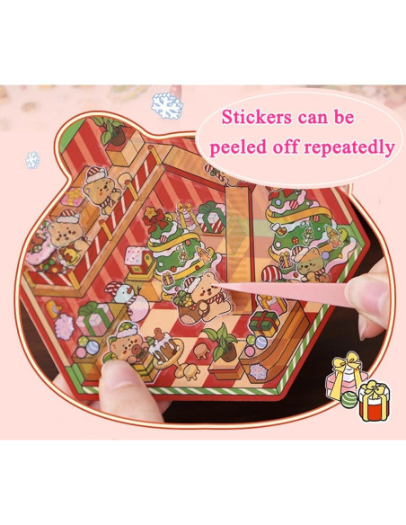 Set de Stickers 3D Reutilizables Wnqou - Escenas Navideñas