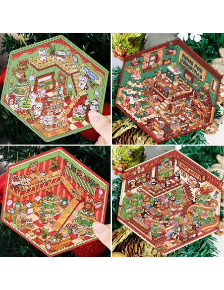 Set de Stickers 3D Reutilizables Wnqou - Escenas Navideñas