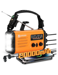 Radio de Emergencia Solar 20000mAh ikidsislands con Linterna y Cargador