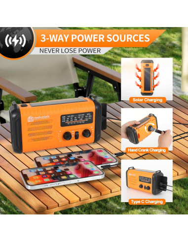 Radio de Emergencia Solar 20000mAh ikidsislands con Linterna y Cargador