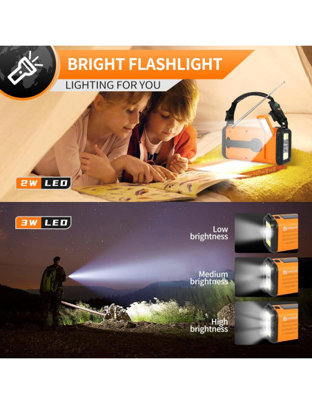 Radio de Emergencia Solar 20000mAh ikidsislands con Linterna y Cargador