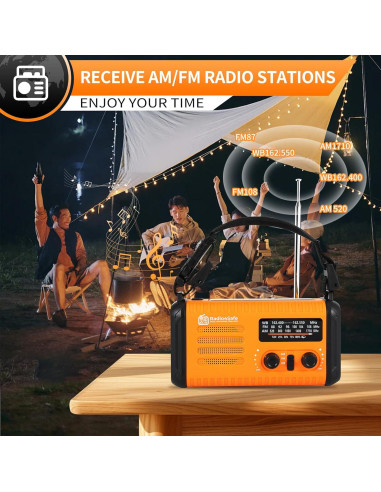Radio de Emergencia Solar 20000mAh ikidsislands con Linterna y Cargador