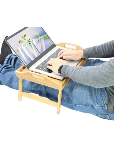 Bandeja de Cama Plegable KKTONER de Bambú Natural 41x30cm