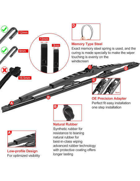 Limpiaparabrisas HOOJUKE 81 cm para RV con ganchos en J y tabletas