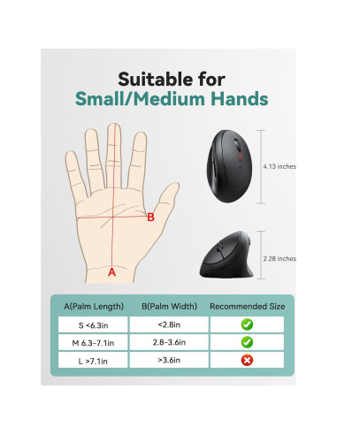 Ratón Ergonómico TECKNET Inalámbrico 4800 DPI Negro