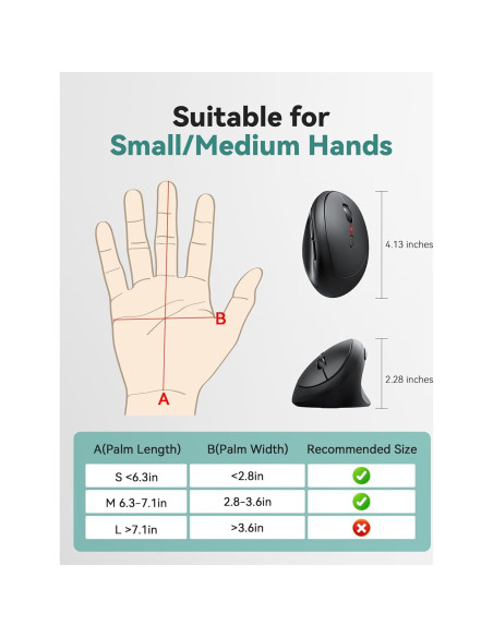 Ratón Ergonómico TECKNET Inalámbrico 4800 DPI Negro