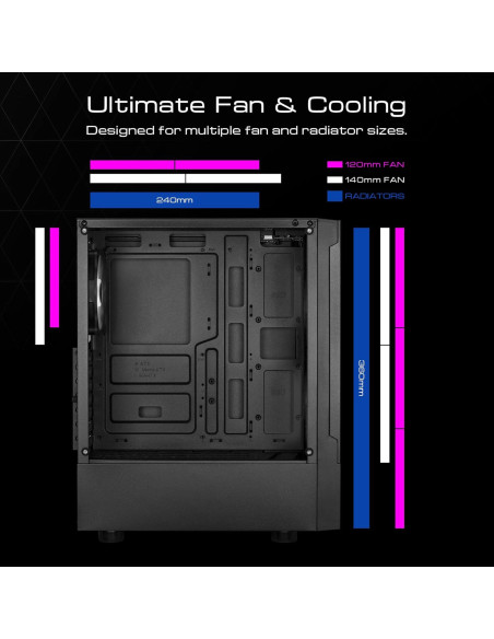 Caja de Computadora GAMDIAS TALOS E3 MESH ATX con Vidrio Templado