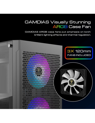Caja de Computadora GAMDIAS TALOS E3 MESH ATX con Vidrio Templado
