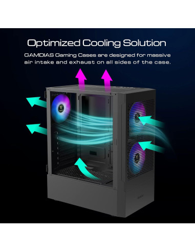 Caja de Computadora GAMDIAS TALOS E3 MESH ATX con Vidrio Templado