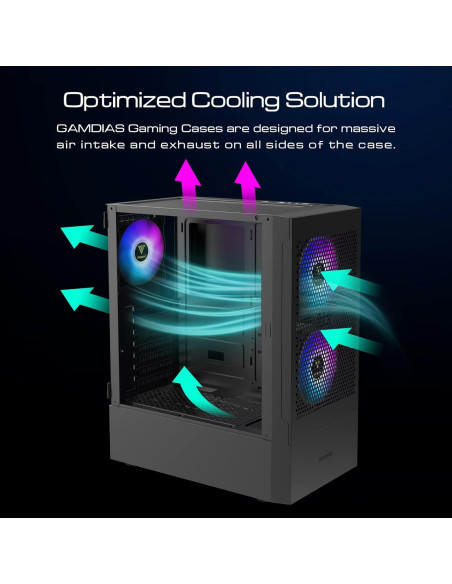 Caja de Computadora GAMDIAS TALOS E3 MESH ATX con Vidrio Templado