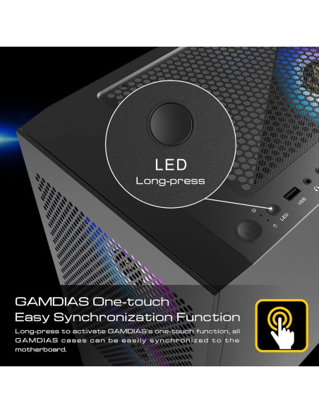 Caja de Computadora GAMDIAS TALOS E3 MESH ATX con Vidrio Templado