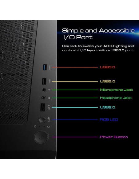 Caja de Computadora GAMDIAS TALOS E3 MESH ATX con Vidrio Templado