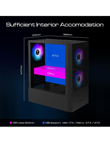 Caja de Computadora GAMDIAS TALOS E3 MESH ATX con Vidrio Templado