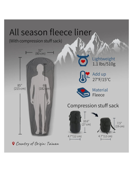 Forro de Saco de Dormir Litume E629 Franela 215x81cm