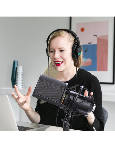 Soporte de choque y filtro anti-pop para micrófono 46-51mm