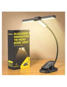 Luz de Libro Tri-Head Glocusent Recargable 1000mAh 3 Colores