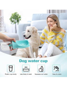 Botella de Agua y Comida para Perros VINGVO 350ml Azul 2