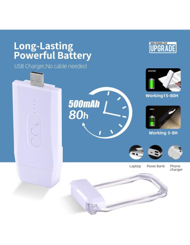 Luz de Lectura Recargable USB EGWASER Blanca 3 Modos LED