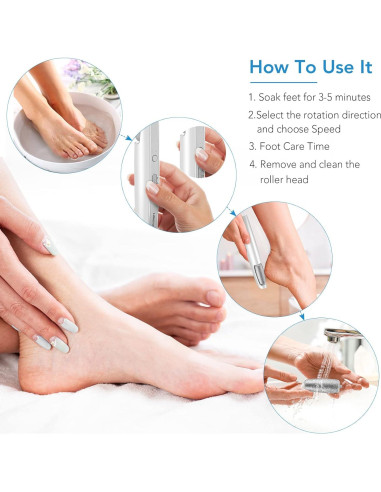 Removedor de Callos Eléctrico LINKEVAP, Kit Pedicura 3 Velocidades