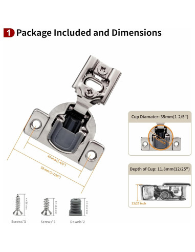 Bisagras de Cierre Suave STIANC 1/2" 2 Paquetes 105 Grados