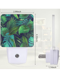 Luz Nocturna Enchufada ZTHLL Hoja Verde con Sensor Automático 2