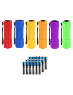 Paquete de 6 Linternas Mini LED Whaply con 18 Baterías AAA