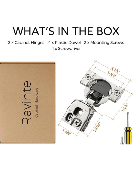 Bisagras de Gabinete de Cocina Ravinte 2 Pack 1" Cierre Suave